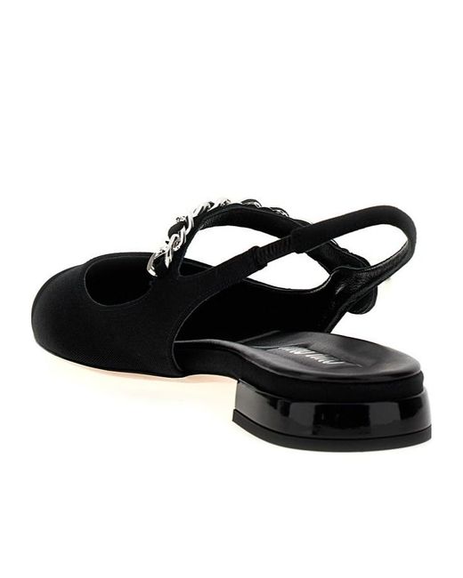 Miu Miu Black Round-Headed Flat Sandals