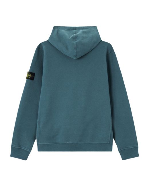 Stone Island Blue Logo Patch Drawstring Hoodie for men