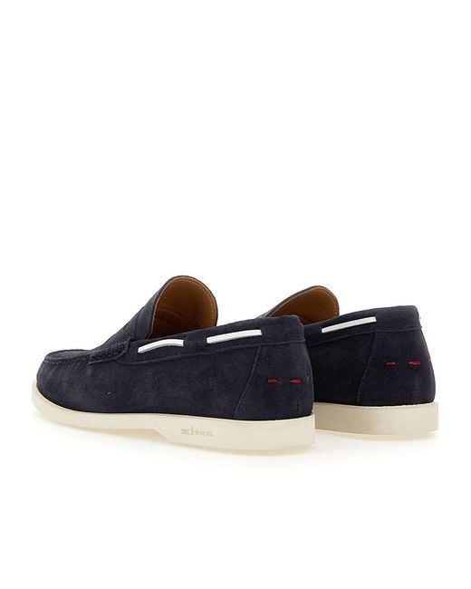 Kiton Blue Diamond Cut Vamp Loafers for men