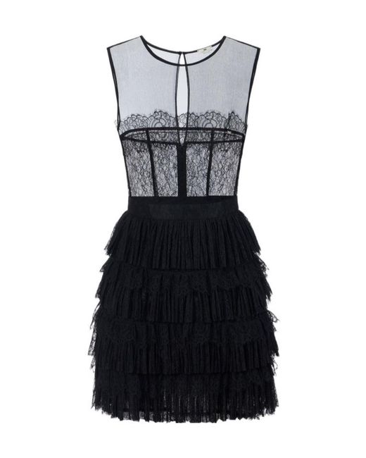 Elisabetta Franchi Black Floral Lace Mini Dress