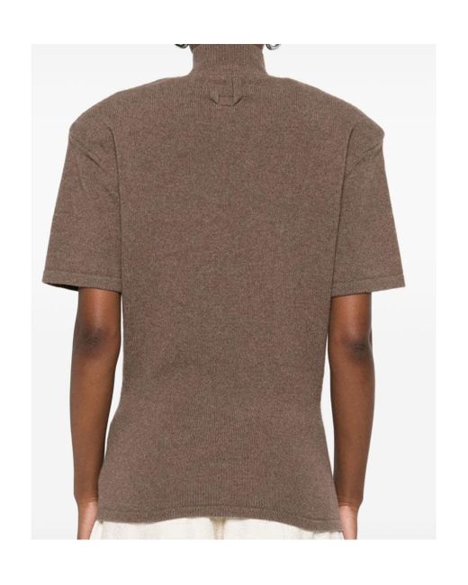 Jacquemus Brown High Neck Knitted Top