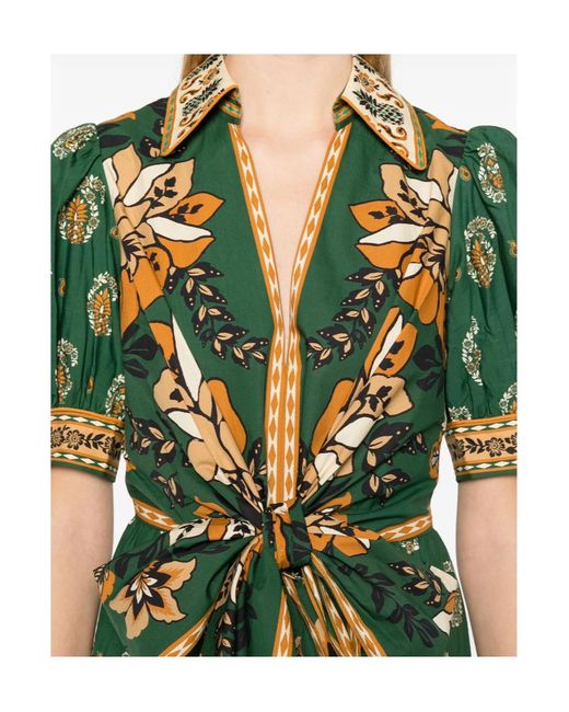Farm Rio Green Ayla Bow Floral Mini Dress