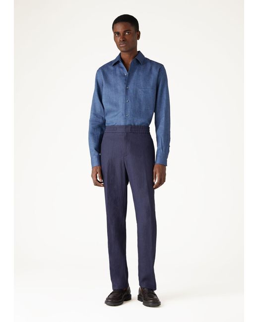 Loro Piana Blue André Long-Sleeved Shirt for men