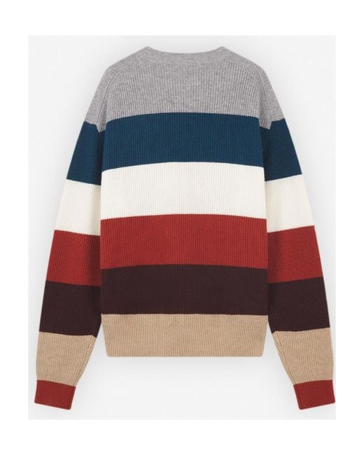 Maison Kitsuné Blue Maison Kitsuné Striped Knit Jumper for men