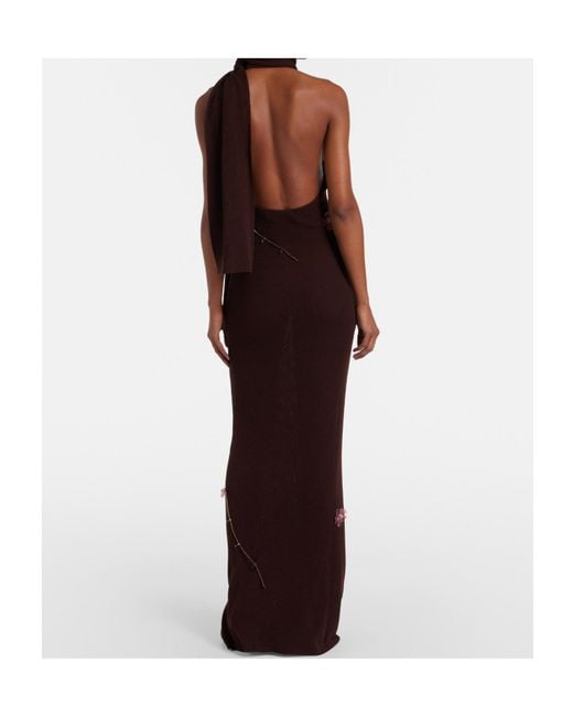 AYA MUSE Purple Floral Appliqué Knit Dress