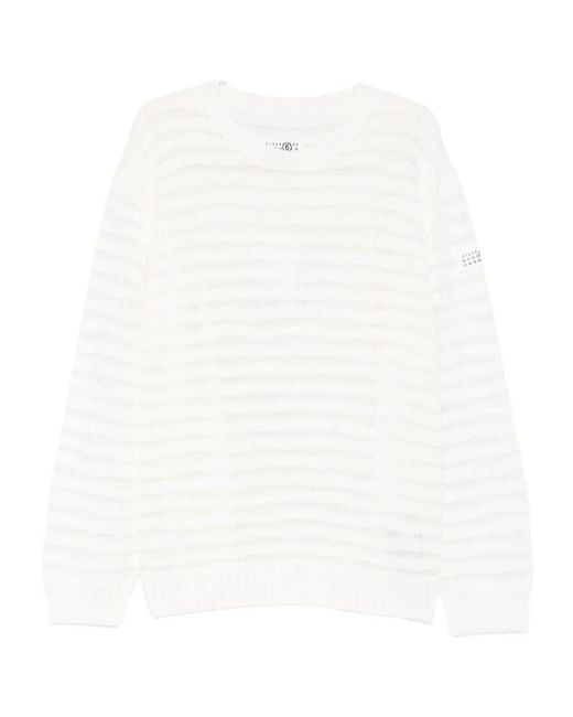 MM6 by Maison Margiela White Round-Neck Knitwear for men