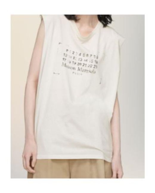 Maison Margiela White Crewneck Sleeveless Top