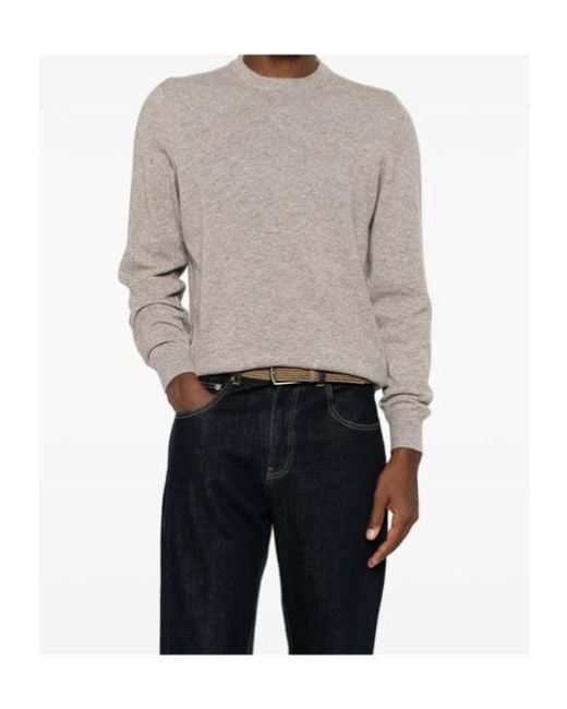 Fedeli Gray Crew-Neck Long-Sleeve Sweater for men