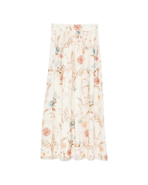 Eleventy Natural Floral Maxi Skirt
