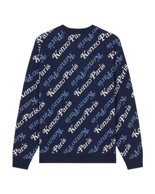 KENZO Blue All-Over Monogram Printed Jumper for men