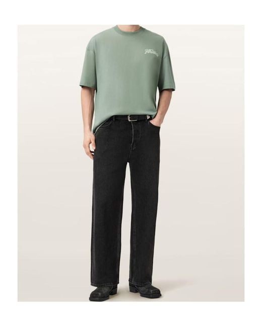 AllSaints Green Odyssey Oversized Short Sleeve Crew T-Shirt for men