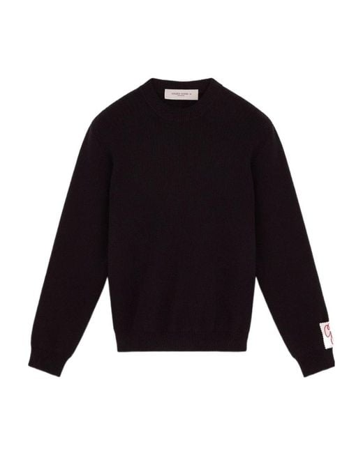 Golden Goose Deluxe Brand Blue Logo Detailed Knitted Jumper for men