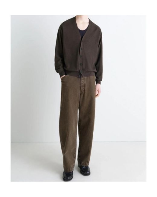 Lemaire Black V-Neck Long Sleeved Cardigan for men