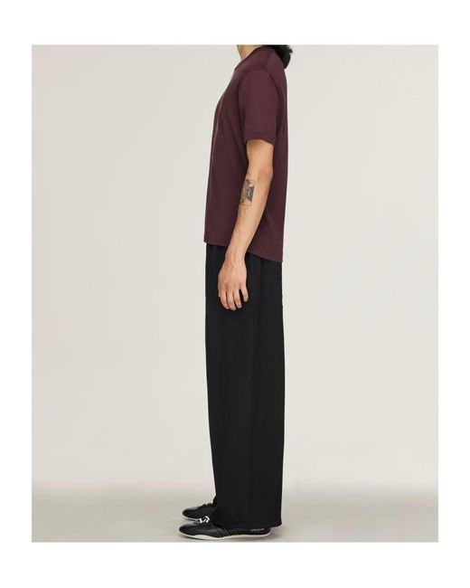 Y-3 Black Wool Straight Leg Pants for men