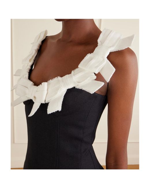 ShuShu/Tong Black Bow-Detailed Grain De Poudre Mini Dress