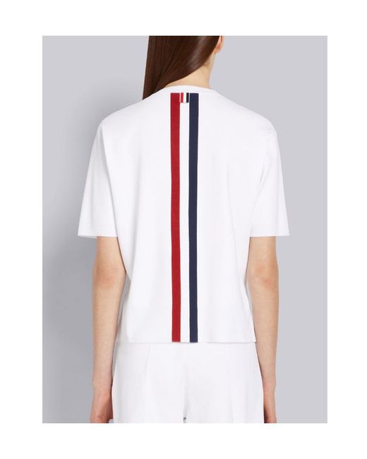 Thom Browne White Rwb Intarsia-Knit Crewneck T-Shirt