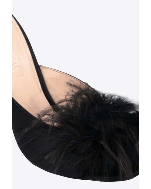 Pinko Black 95Mm Feather-Detail Mules