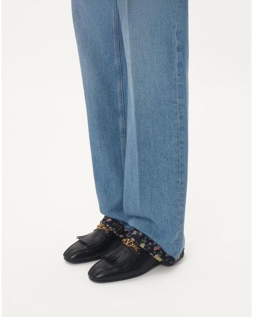Valentino Blue Floral Trim Straight Leg Jeans for men