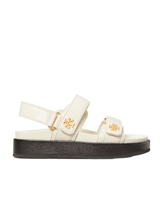 Tory Burch White Double T-Motif Leather Sandals