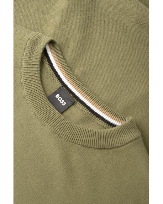 Boss Green Embroidered Logo Cotton Sweater for men