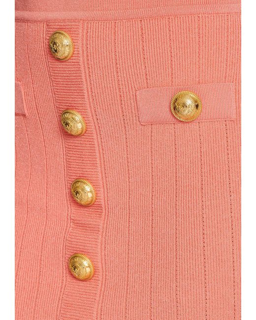 Balmain Pink Button Embellished Knitted Skirt