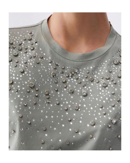 Liu Jo Gray Embellished T-Shirt