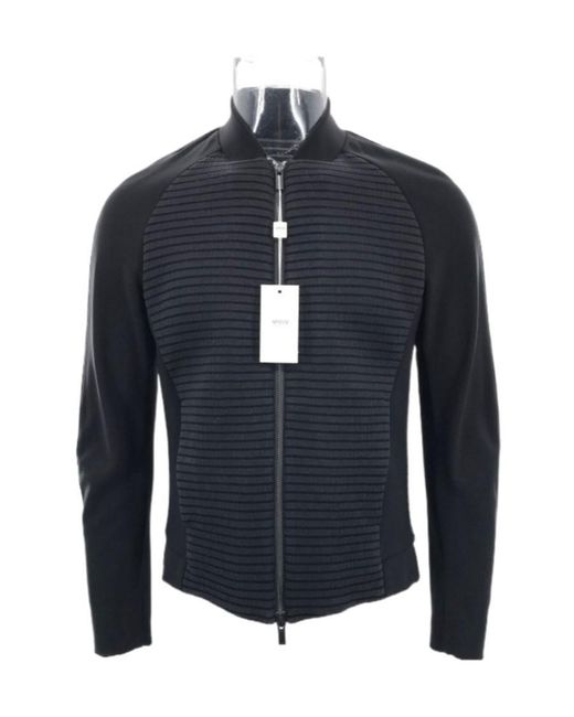 Armani Collezioni Blue Long-Sleeved Zipper Casual Jacket for men