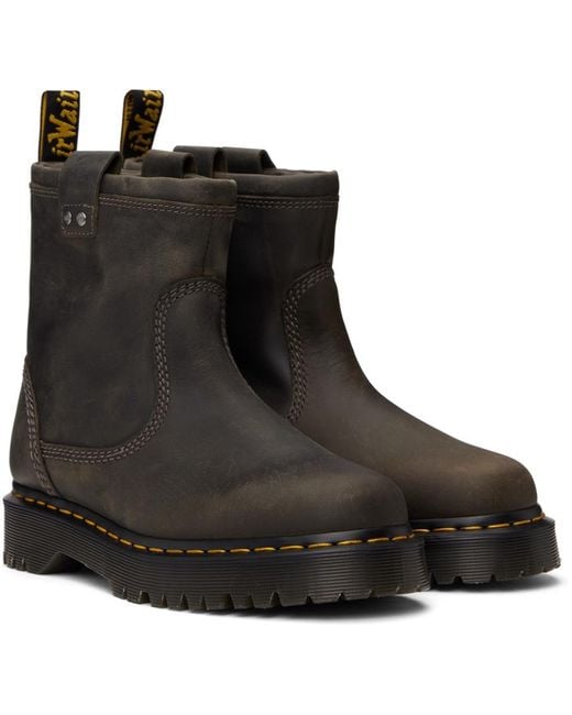 Dr. Martens Black Anistone Lo Leather Biker Boots for men