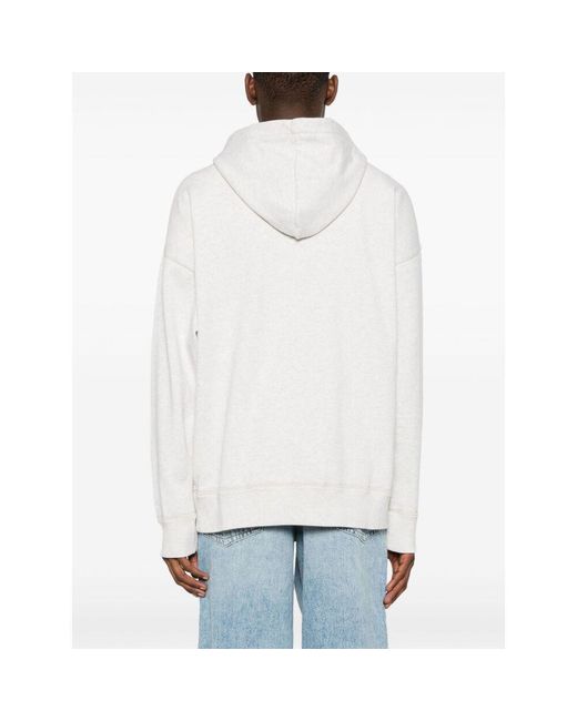 Isabel Marant White Miley Logo Flocked Hoodie for men