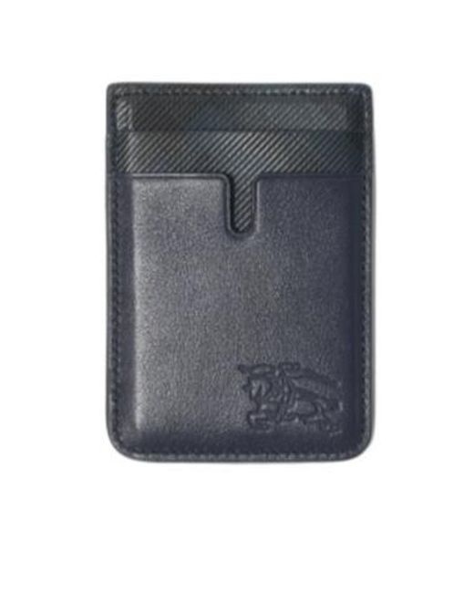 Burberry Gray Ekd Embossed Checked Card Case for men