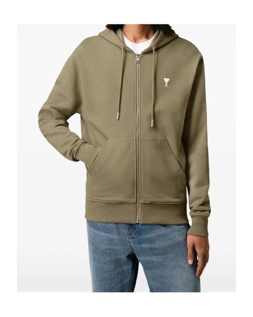 AMI Green Zipper Hoodie for men