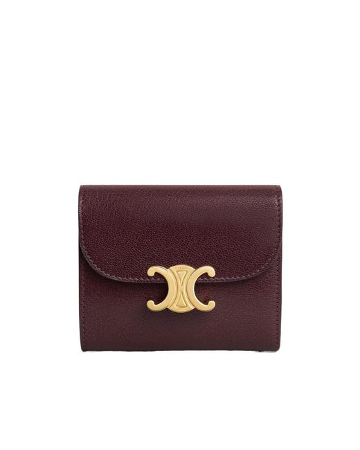 Céline Purple Small Flap Wallet Triomphe
