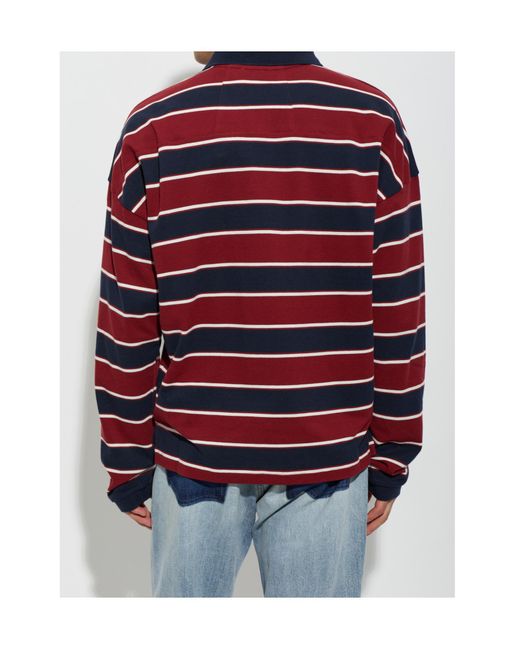 Rhude Red Long-Sleeve Polo Shirt for men