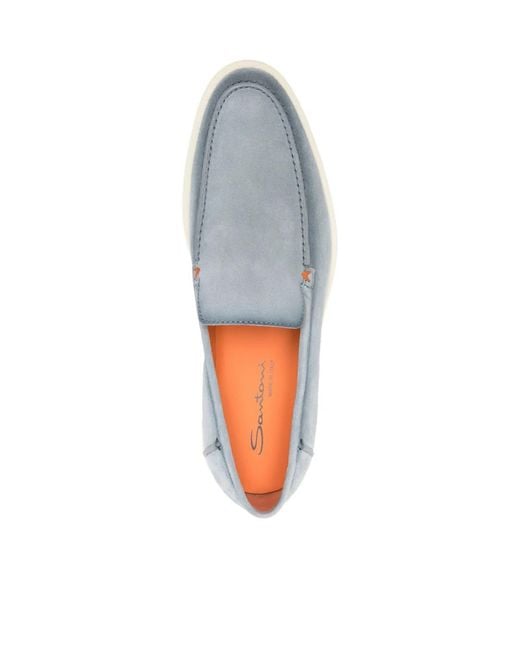 Santoni Gray Almond-Toe Slip-On Loafers for men