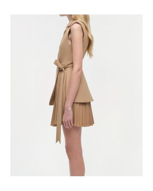 Jonathan Simkhai Natural Eman Pleated Wrap Dress