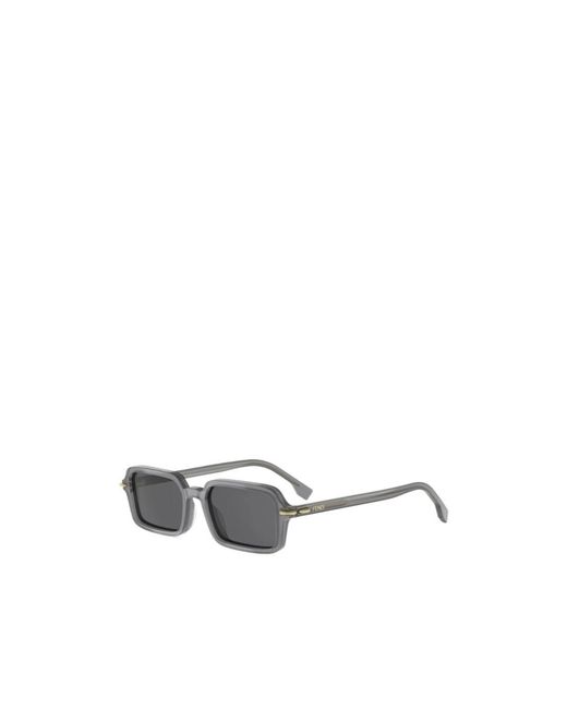 Fendi White Eyewear Selleria Rectangle Frame Sunglasses