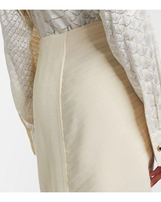 Roberto Cavalli White Pleated Midi Skirt