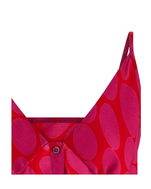 Dries Van Noten Red Caliya Top Ruffle Detail Sleeveless Straps Neckline