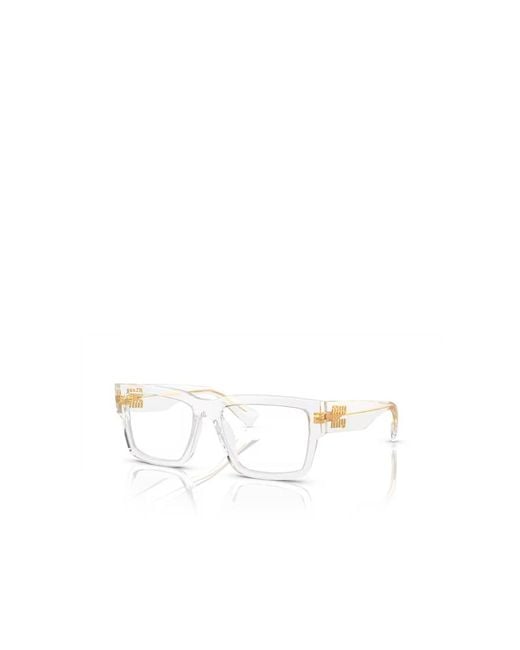 Miu Miu White Eyewear Rectangular Frame Glasses
