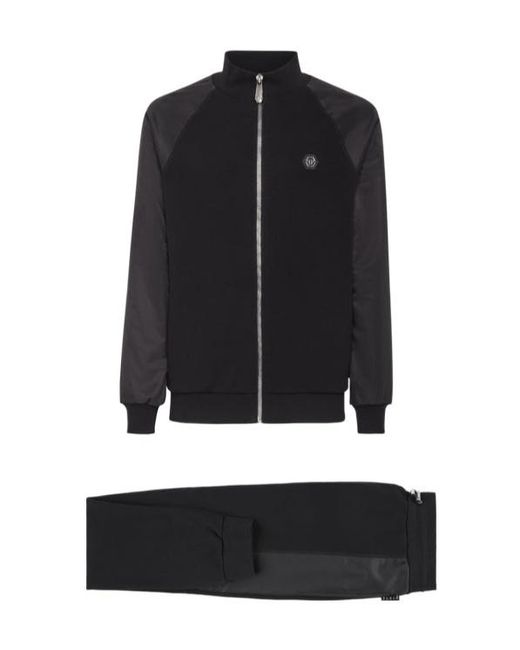 Philipp Plein Black Long-Sleeved Sportswear And Trouser Sets for men