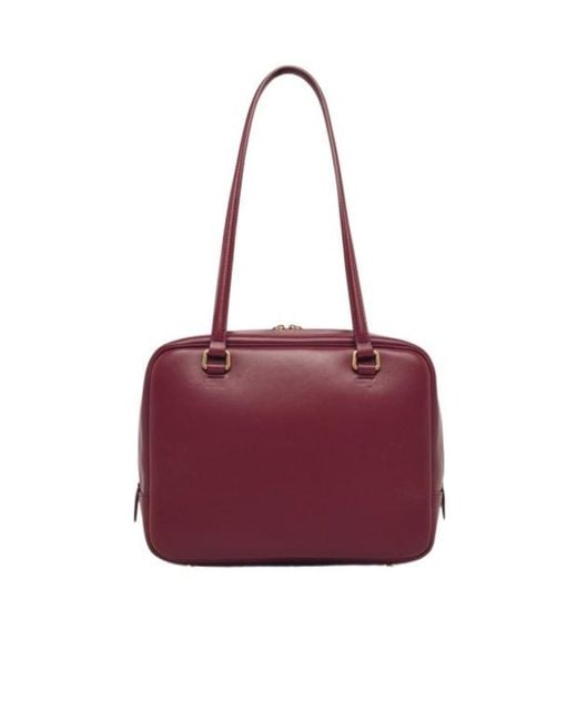 Jil Sander Purple Logo Printed Medium Vision Bag