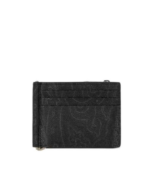 Etro Black Arnica Bifold Card Holder for men