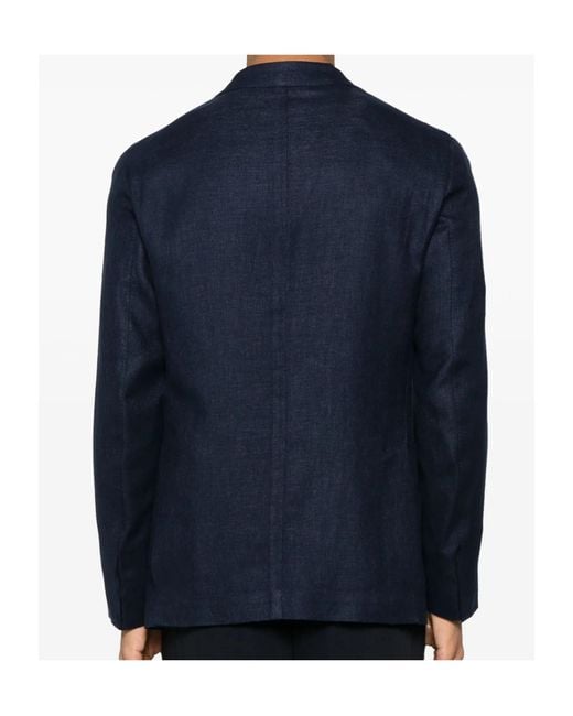 Eleventy Blue Blazer Front-Button Jacket for men