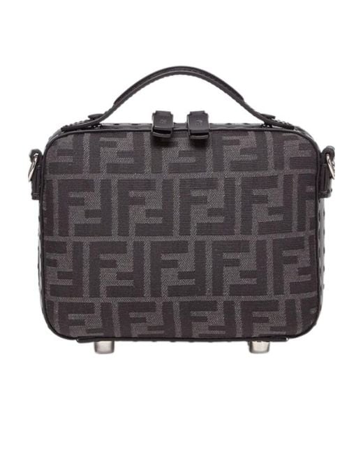 Fendi Gray Ff Jacquard Zipped Mini Tote Bag for men