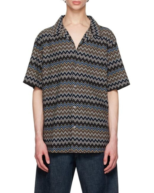 Missoni Black Zigzag Bowling Shirt for men