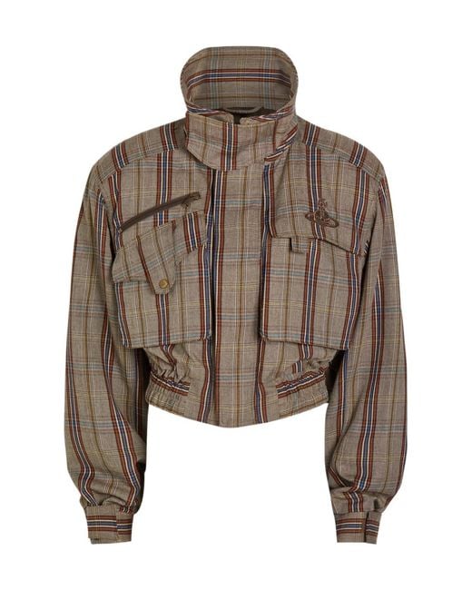 Vivienne Westwood Brown Plaid Woven Bomber Jacket
