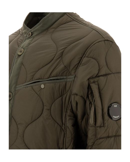 C P Company Green Liner Button-Up Padded Jacket for men