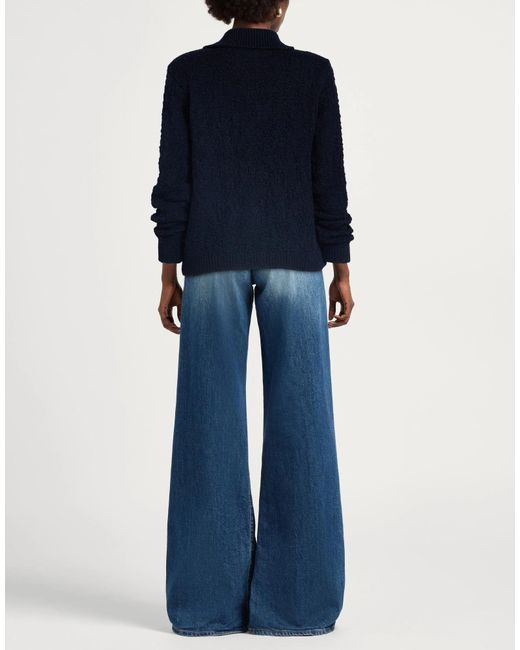Rag & Bone Blue Solid Color Knit Long-Sleeve Coat