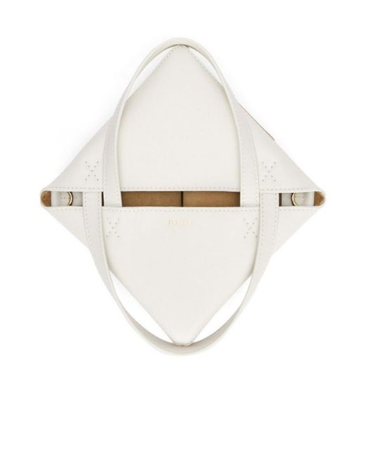 Loewe White Mini Puzzle Fold Tote Bag