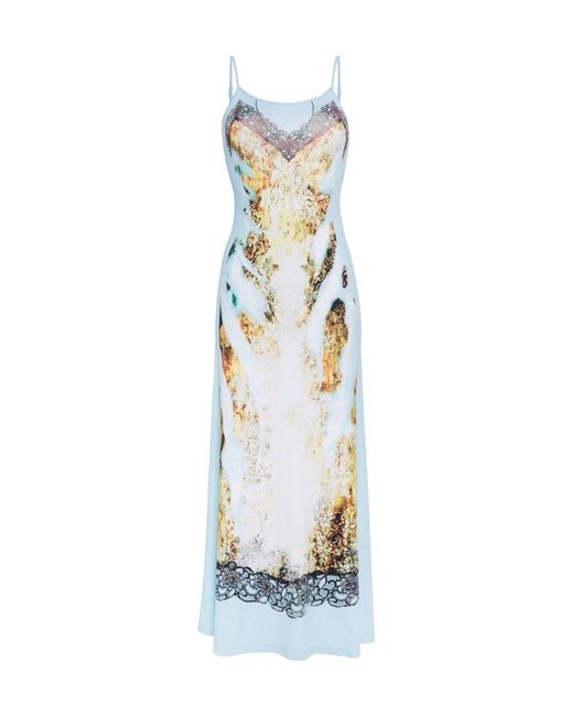 Y. Project Blue Lace Printed Maxi Dress